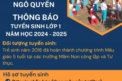 THÔNG BÁO TUYỂN SINH LỚP 1 NĂM HỌC 2024 – 2025